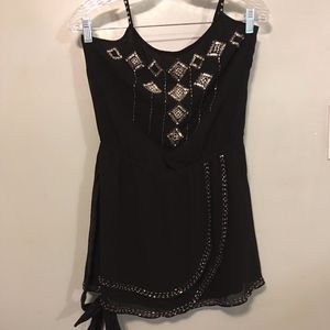 Forever 21 Boutique Jeweled Black Mini Dress